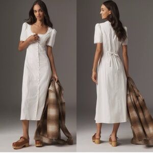 REFORMATION Alida White Midi Dress